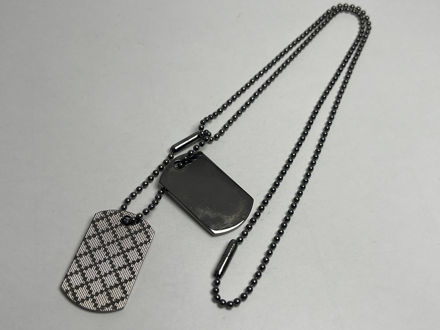 GUCCI Diamante Shima Double Dog Tag Necklace 925
