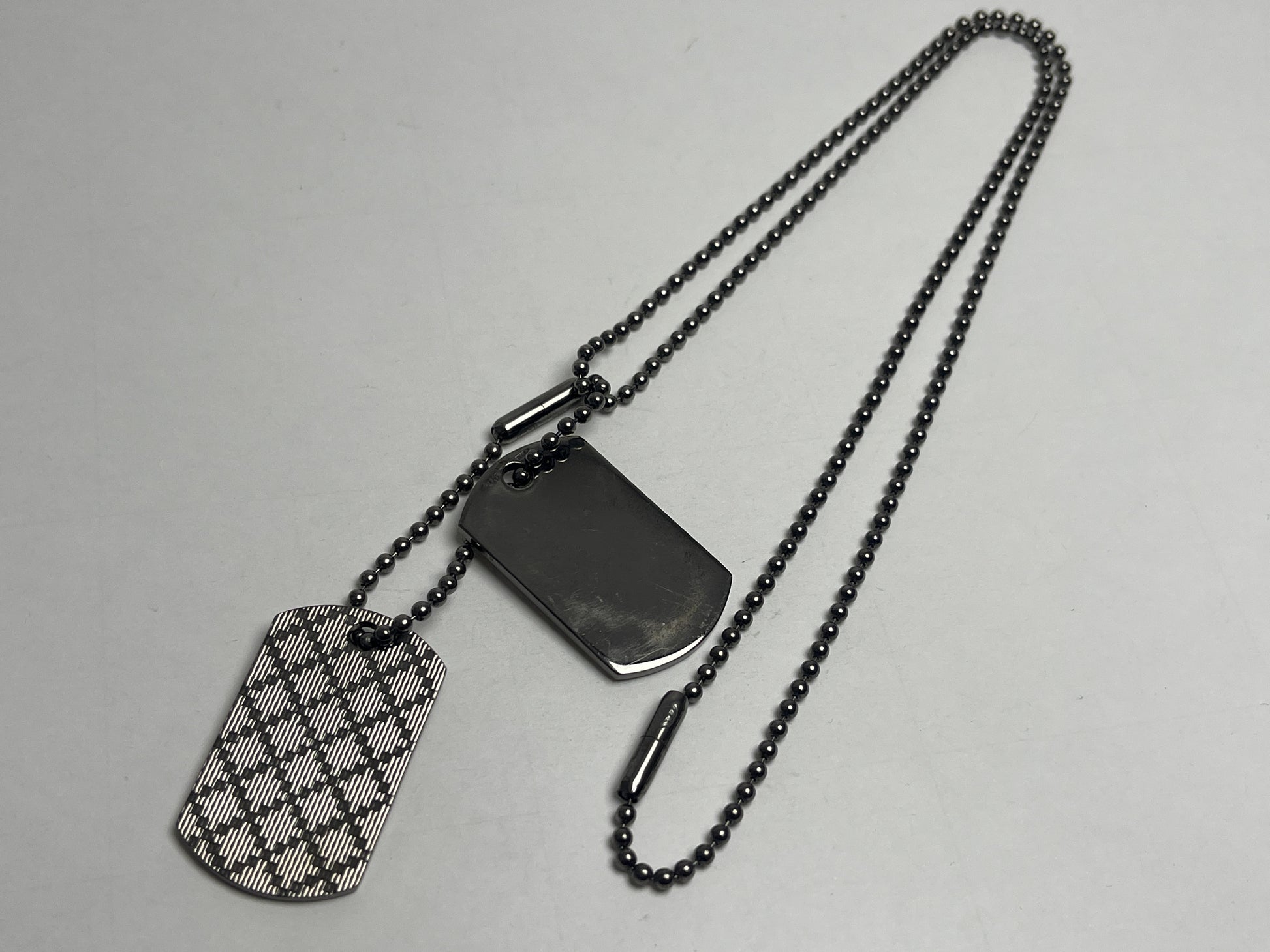 GUCCI Diamante Shima Double Dog Tag Necklace 925