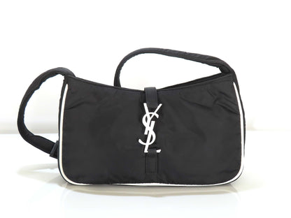 Yves Saint Laurent Nylon Shoulder Bag Black White Shoulder Bag