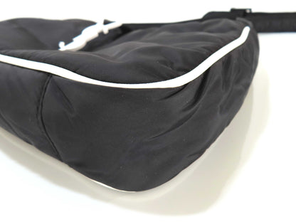 Yves Saint Laurent Nylon Shoulder Bag Black White Shoulder Bag