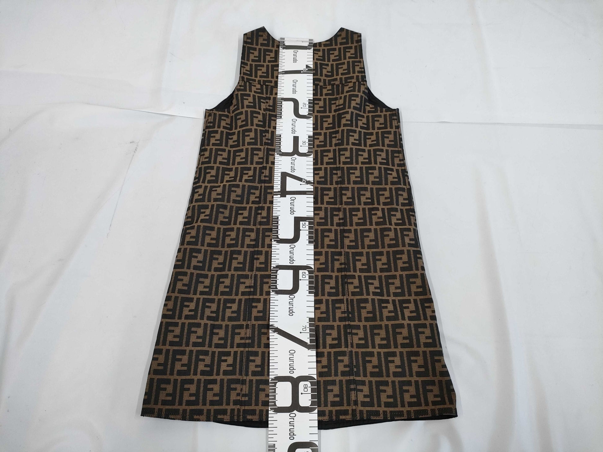 FENDI Zucca print reversible nylon dress in brown and black, size 42