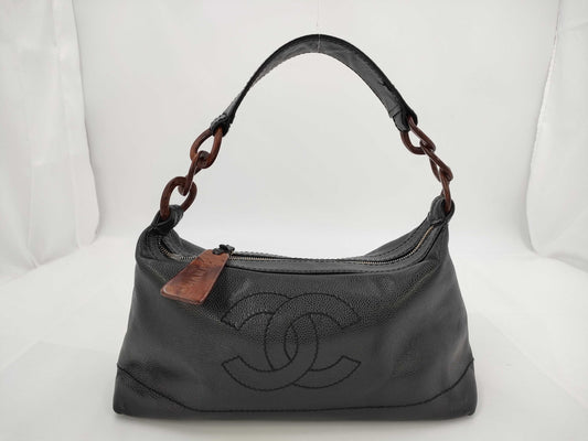 CHANEL Caviar Skin Wood Shoulder Bag