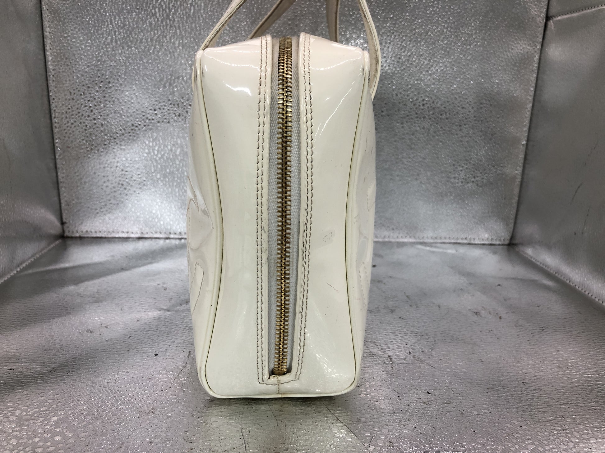 CHANEL Triple Coco Handbag with Seal 9567888 Patent Leather White Bag