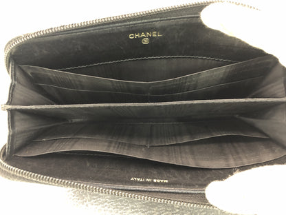 CHANEL Cocomark Round Zipper Long Wallet with Seal 9750708 Caviar Skin Black Wallet
