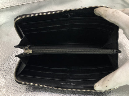 CHANEL Matrasse Brilliant Long Round Zipper Wallet with Seal 14755109 Guarantee Card with Box Patent Leather Noir Wallet