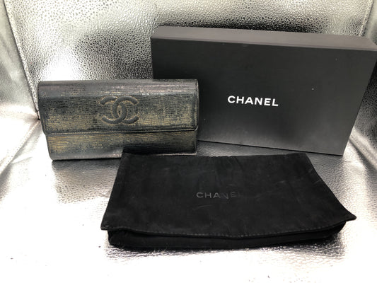 CHANEL Cocomark Flap Long Wallet with Seal 18313479 Storage Bag with Box Caviar Skin Black Gold Wallet