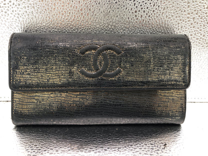 CHANEL Cocomark Flap Long Wallet with Seal 18313479 Storage Bag with Box Caviar Skin Black Gold Wallet