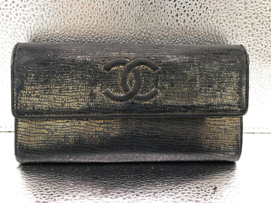 CHANEL Cocomark Flap Long Wallet with Seal 18313479 Storage Bag with Box Caviar Skin Black Gold Wallet