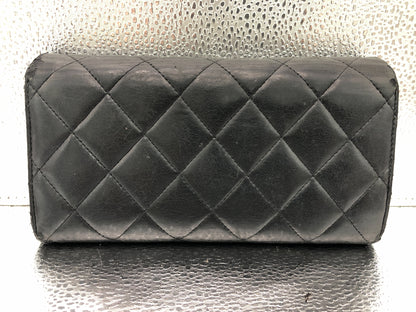 CHANEL Matlasse Flap Long Wallet with Seal 21486586 Lambskin Black Wallet