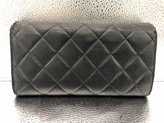 CHANEL Matlasse Flap Long Wallet with Seal 21486586 Lambskin Black Wallet