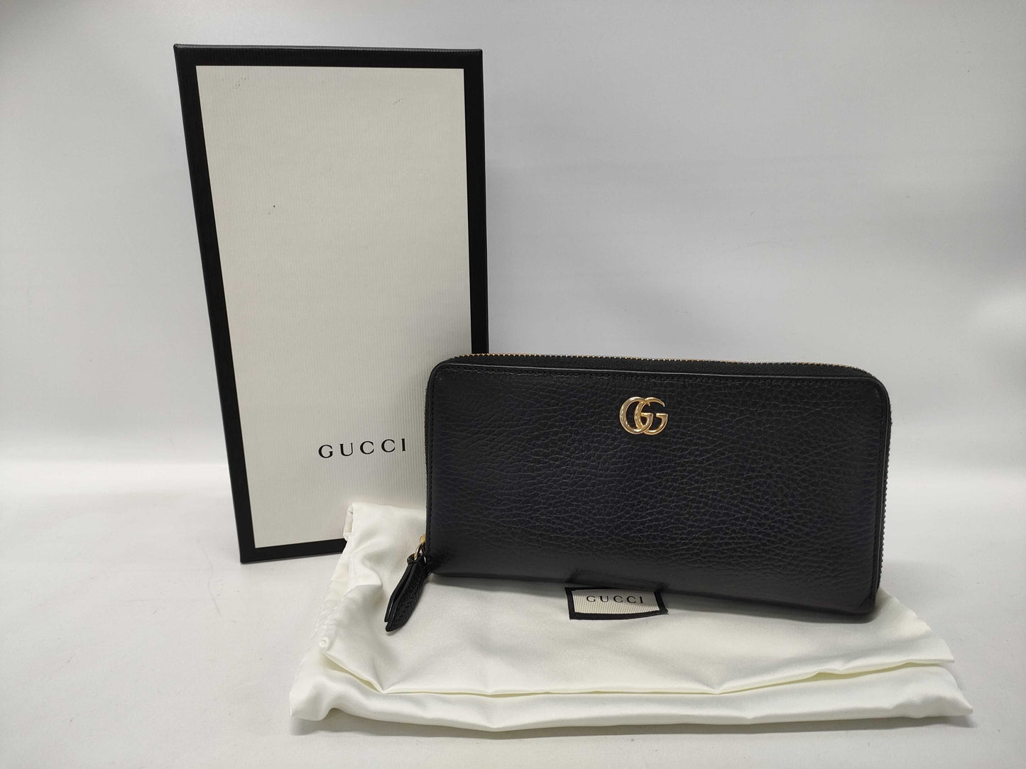 GUCCI GUCCI Double G Zip Around Leather Long Wallet