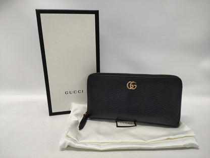 GUCCI GUCCI Double G Zip Around Leather Long Wallet