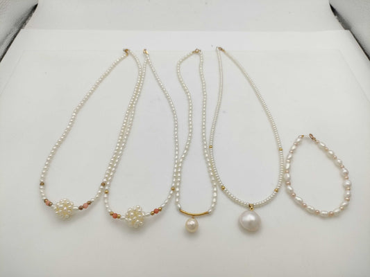 Pearl 5-piece set K18/K14/METAL 35.2g necklace 