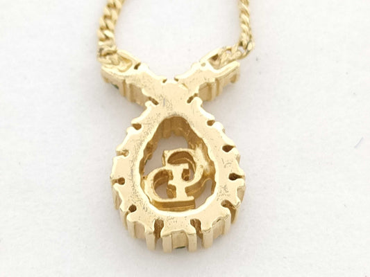 Dior CD Logo Rhinestone GP Gold 4.9g Necklace