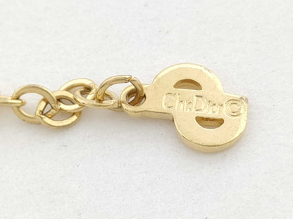 Dior CD Logo Rhinestone GP Gold 4.9g Necklace