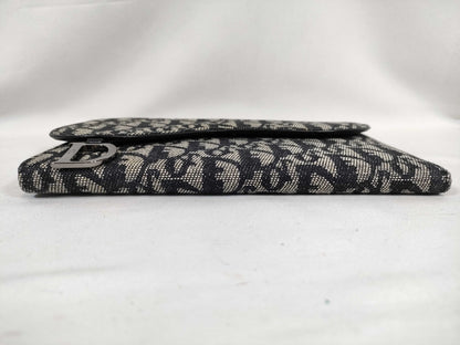Dior Trotter Christian Dior Trotter Canvas Long Wallet TR-1001 Grey x Black Wallet