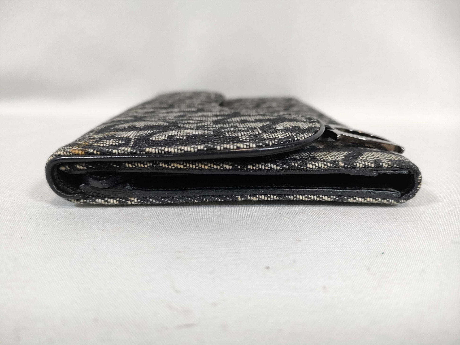 Dior Trotter Christian Dior Trotter Canvas Long Wallet TR-1001 Grey x Black Wallet