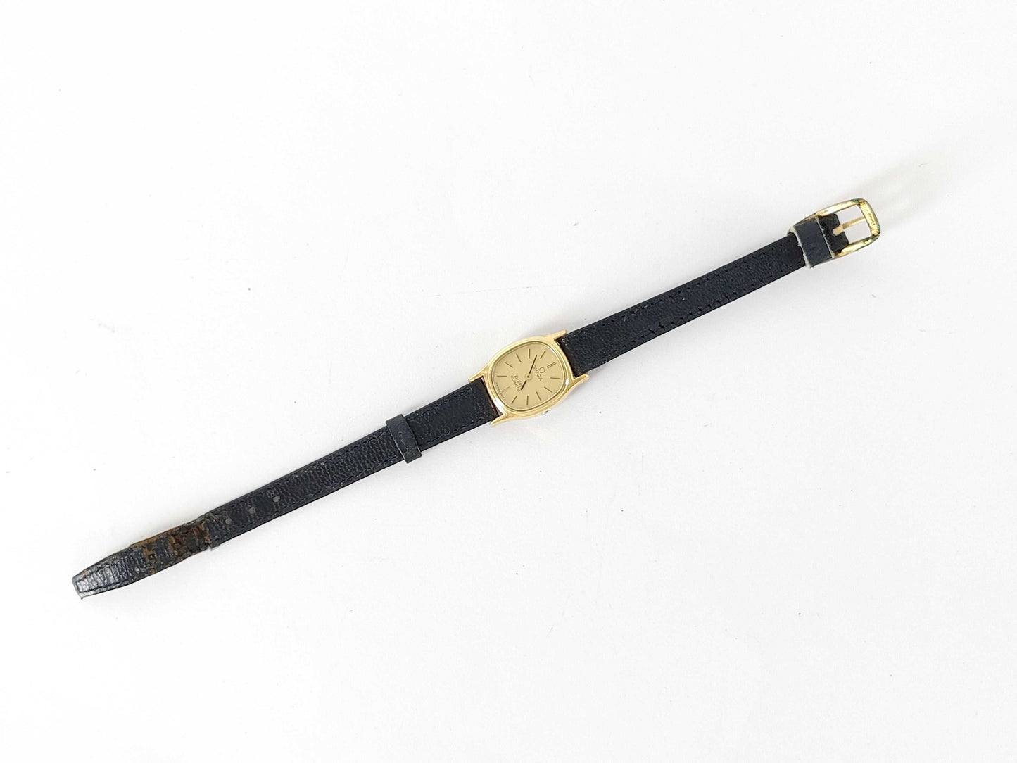 OMEGA De Ville 1353 Stainless Steel/GP/Leather/QZ Gold Dial Non-Working/No Operational Guarantee Women's Watch