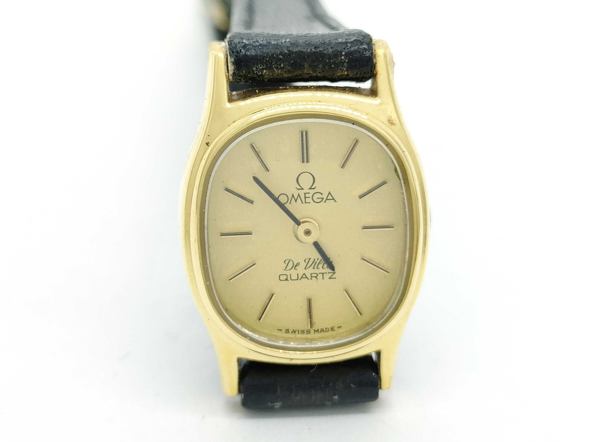 OMEGA De Ville 1353 Stainless Steel/GP/Leather/QZ Gold Dial Non-Working/No Operational Guarantee Women's Watch