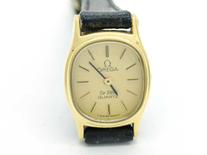 OMEGA De Ville 1353 Stainless Steel/GP/Leather/QZ Gold Dial Non-Working/No Operational Guarantee Women's Watch