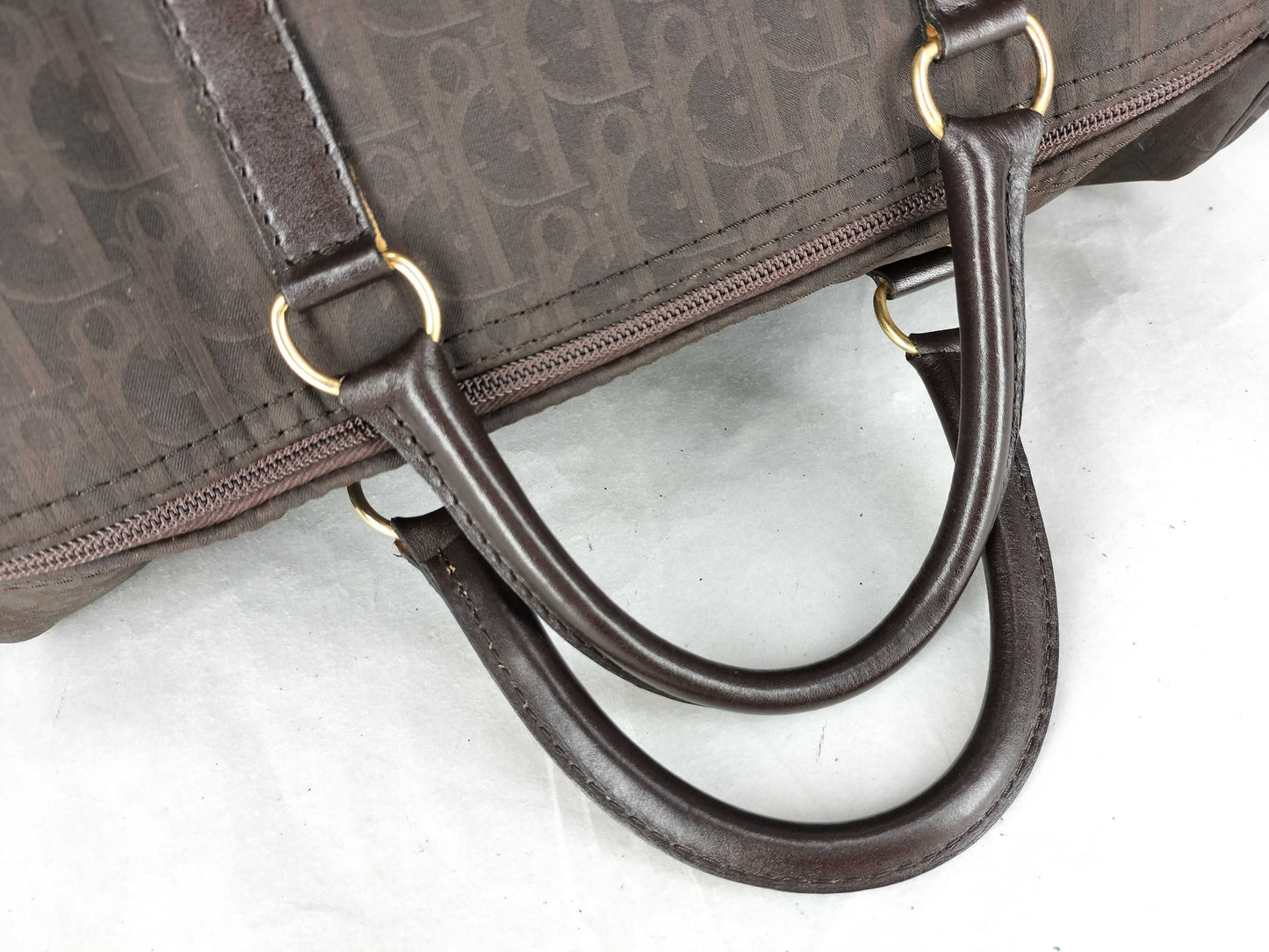 Dior Trotter Christian Dior Nylon Canvas Boston Bag Brown Boston Bag