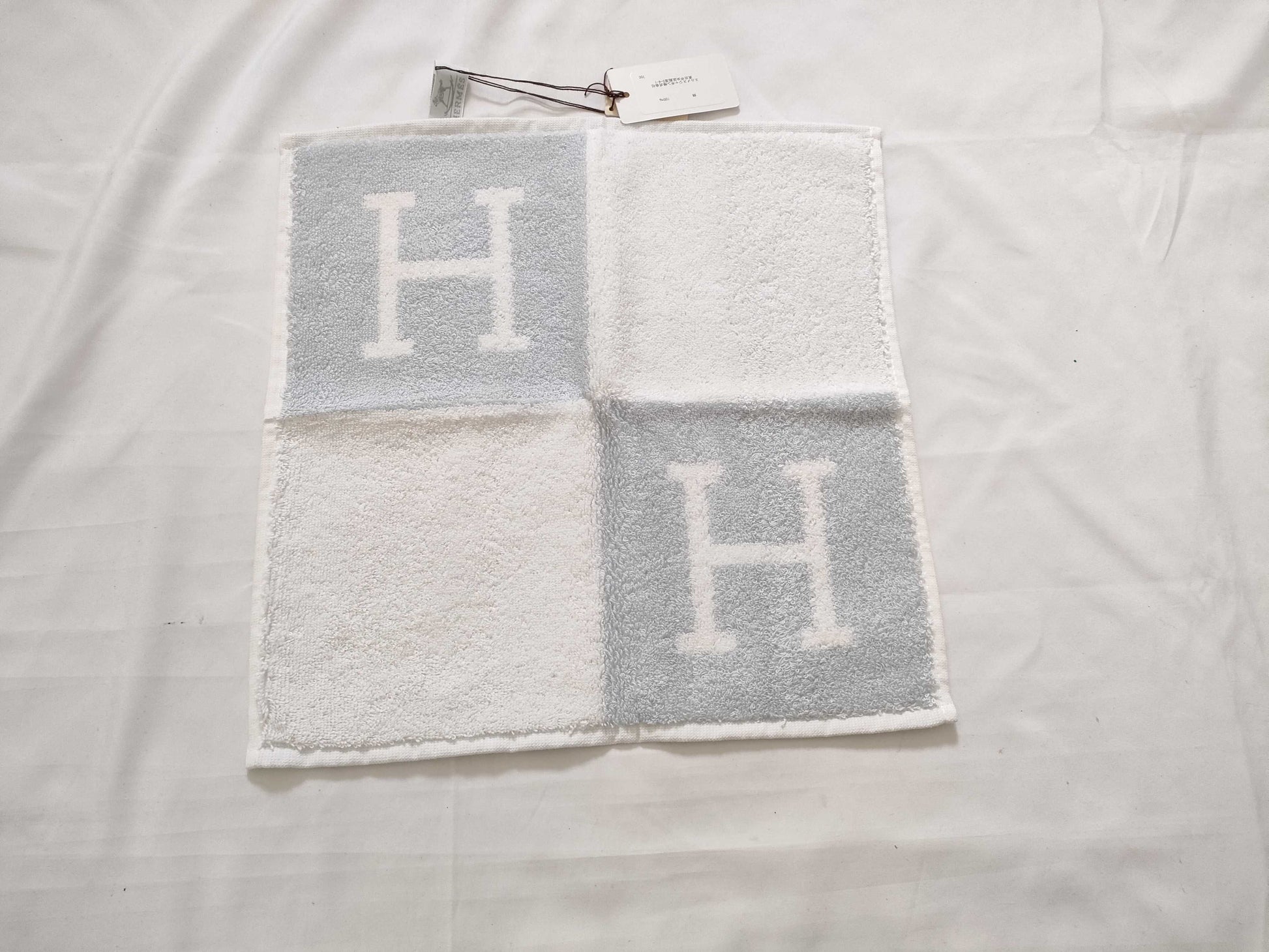 HERMES Cotton Hand Towel Light Blue Other Accessories
