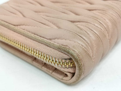 miu miu miu leather bi-fold wallet pink wallet