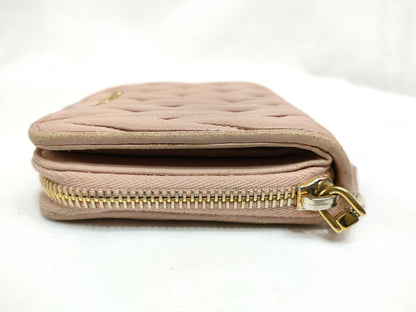 miu miu miu leather bi-fold wallet pink wallet