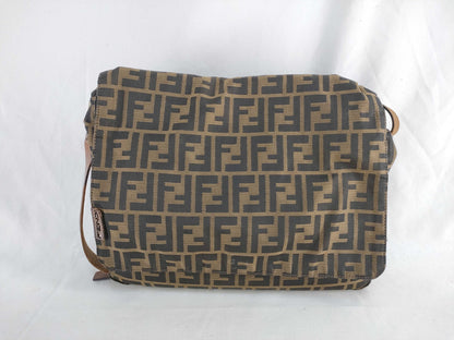 FENDI Zucca Nylon Canvas Shoulder Bag Khaki x Black Shoulder Bag