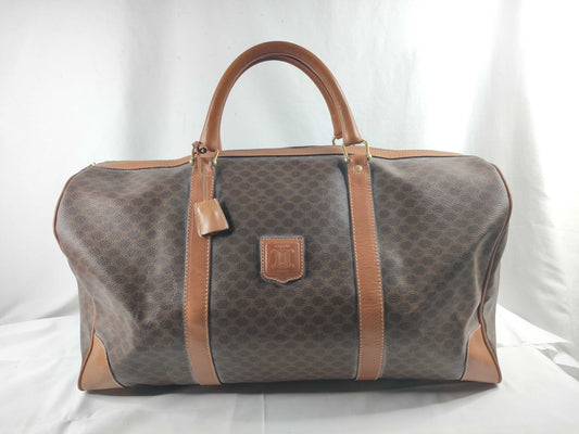 CELINE Macadam PVCx Leather Boston Bag M12 Brown Boston Bag