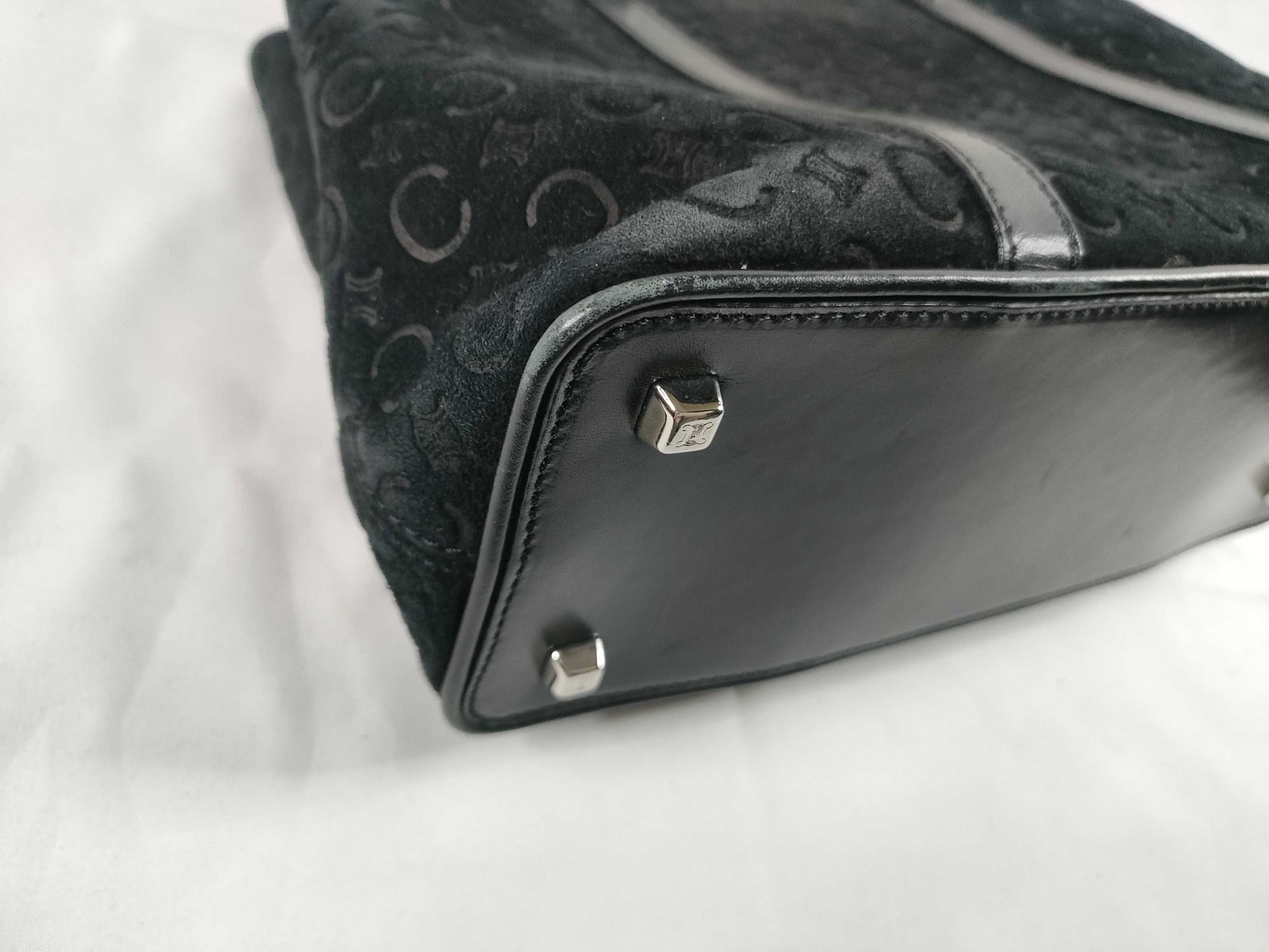 CELINE Celine Macadam Suede x Leather Handbag CE00/22 Black Bag