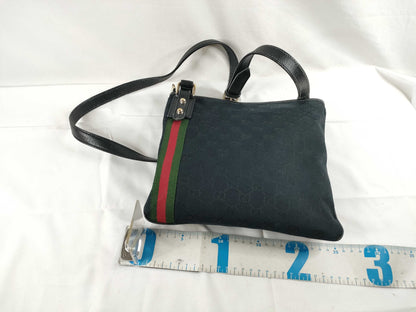 GUCCI GG Canvas Gucci Sherry Line GG Canvas Shoulder Bag 144388 002058 Black Shoulder Bag