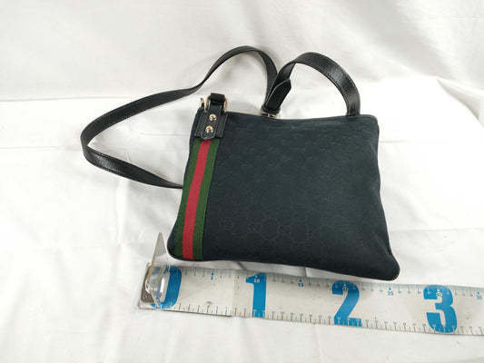 GUCCI GG Canvas Gucci Sherry Line GG Canvas Shoulder Bag 144388 002058 Black Shoulder Bag