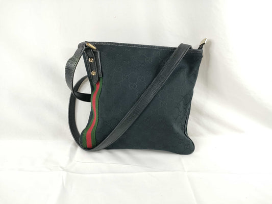 GUCCI GG Canvas Gucci Sherry Line GG Canvas Shoulder Bag 144388 002058 Black Shoulder Bag