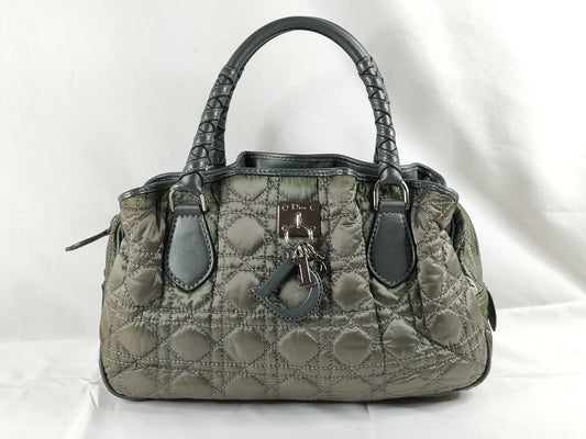 Dior Christian Dior Nylon Handbag 14-BO-1008 Grey x Khaki Handbag