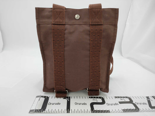 HERMES Aleline AdPM Canvas Backpack Brown Rucksack