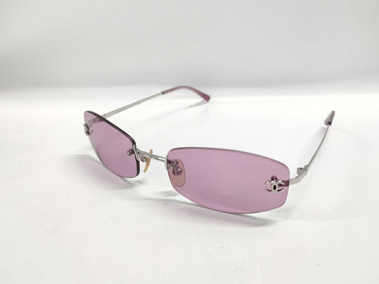  CHANEL Coco Mark Metal Sunglasses 4002 Purple x Silver