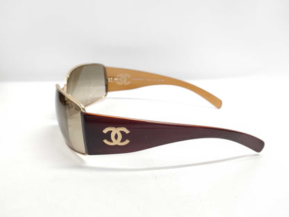  CHANEL Coco Mark Metal and Plastic 4115 Gold and Brown Sunglasses