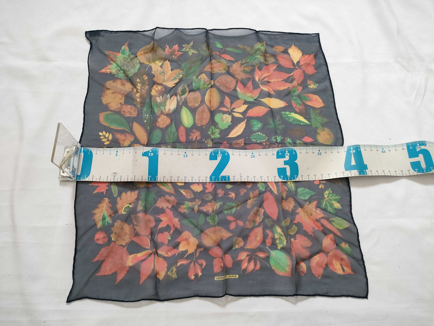 HERMES Carre Hermes Petit Carre Tourbillon Silk Scarf Navy x Brown Other Accessories