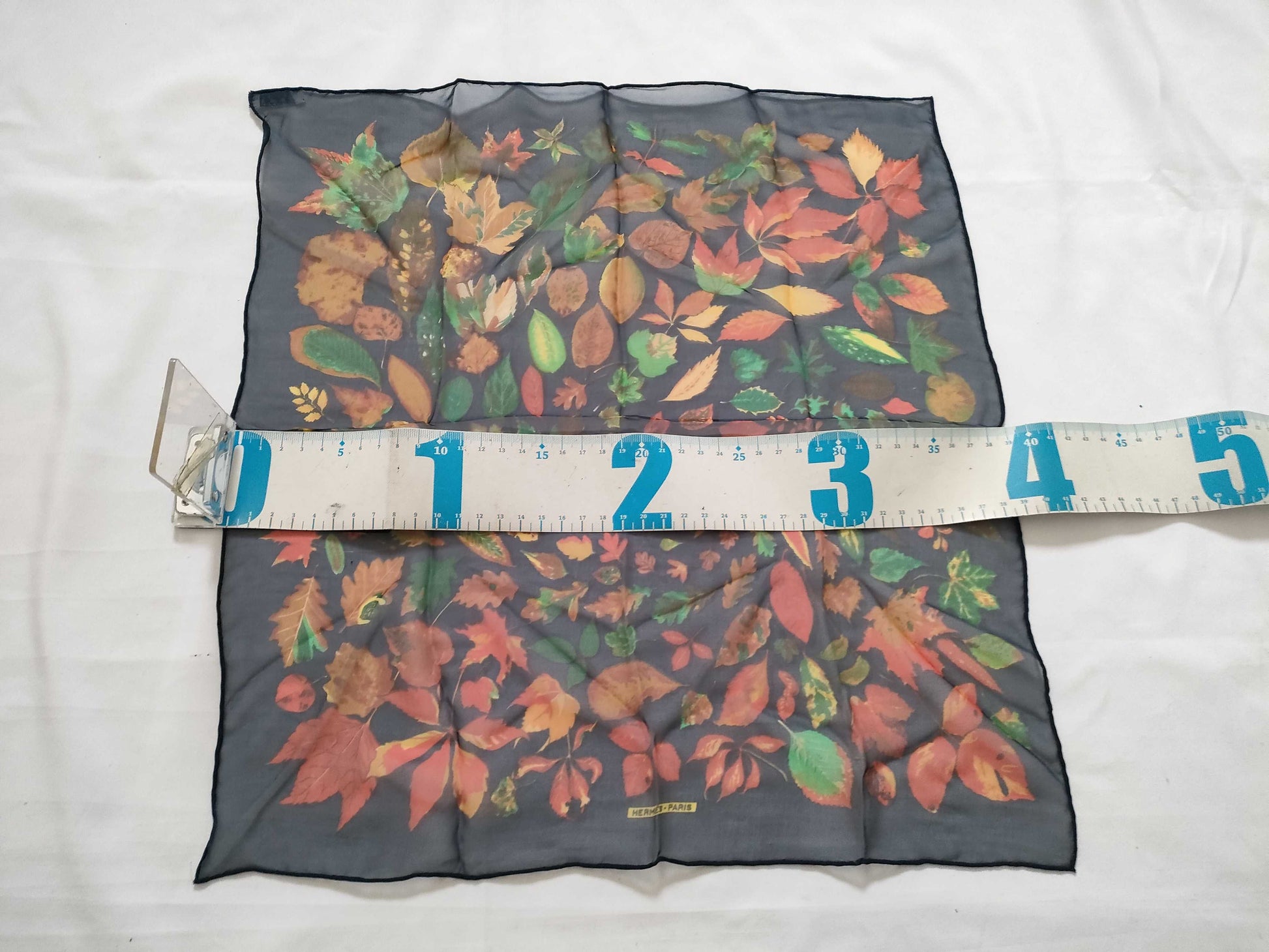 HERMES Carre Hermes Petit Carre Tourbillon Silk Scarf Navy x Brown Other Accessories