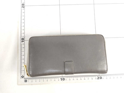 SAINT LAURENT Yves Saint Laurent Leather Long Wallet Grey Wallet