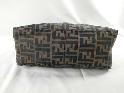 FENDI Zucca Fendi Zucca Mamma Bucket Nylon Canvas One Shoulder Bag Khaki x Black Shoulder Bag
