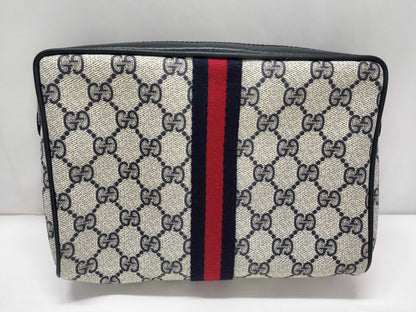 GUCCI GG Supreme Gucci Sherry Line GG Supreme Second Bag 63/01/012 Navy Pouch