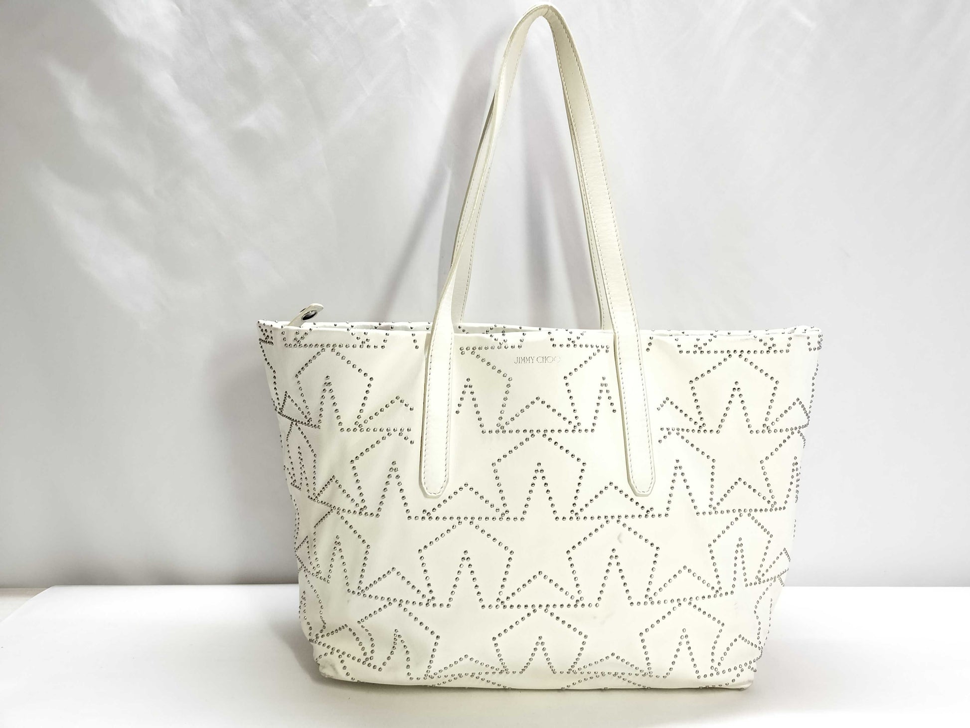 JIMMY CHOO Leather Tote Bag White Tote Bag