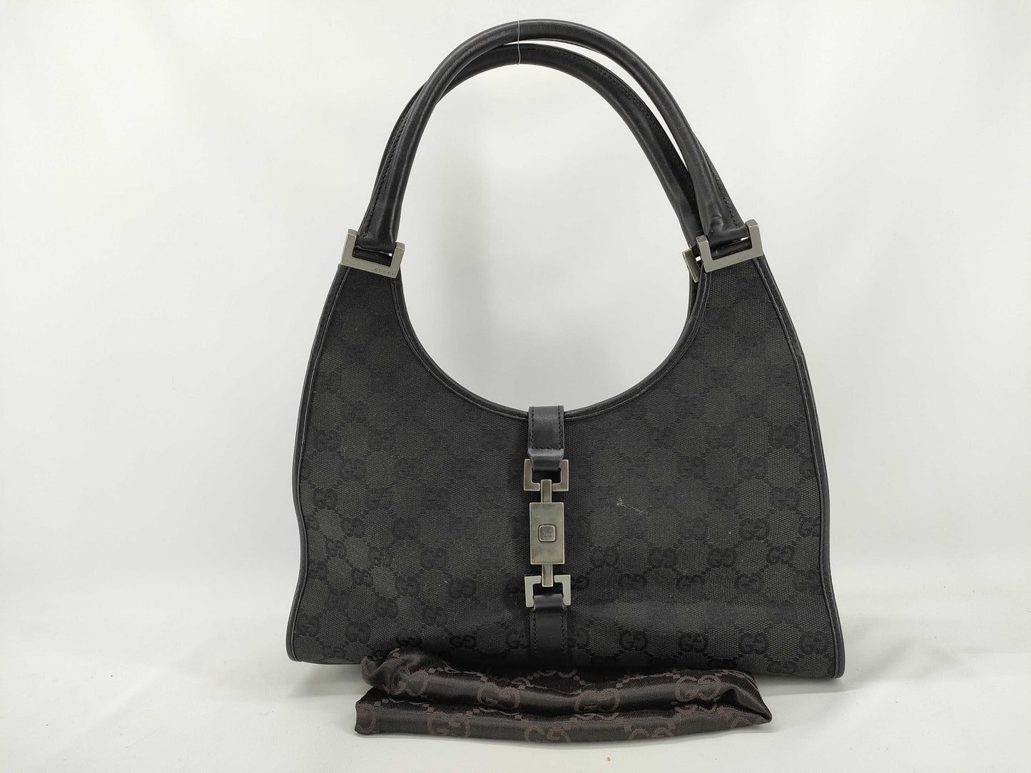 GUCCI Jackie Gucci Jackie GG Canvas Tote Bag 01719 214397 Black Shoulder Bag