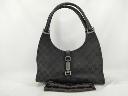 GUCCI Jackie Gucci Jackie GG Canvas Tote Bag 01719 214397 Black Shoulder Bag