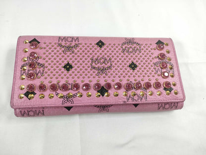 MCM MCM Visetos Studded Leather Long Wallet Pink Wallet