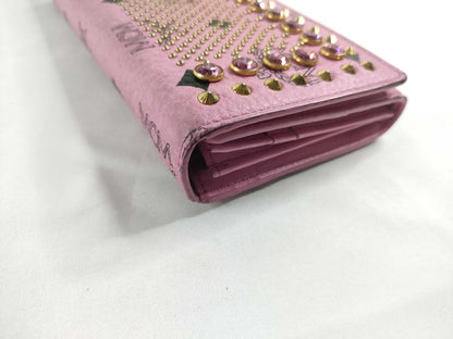 MCM MCM Visetos Studded Leather Long Wallet Pink Wallet