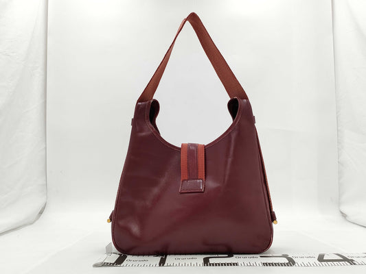 HERMES Saco Leather Shoulder Bag 〇R Engraved Bordeaux Bag