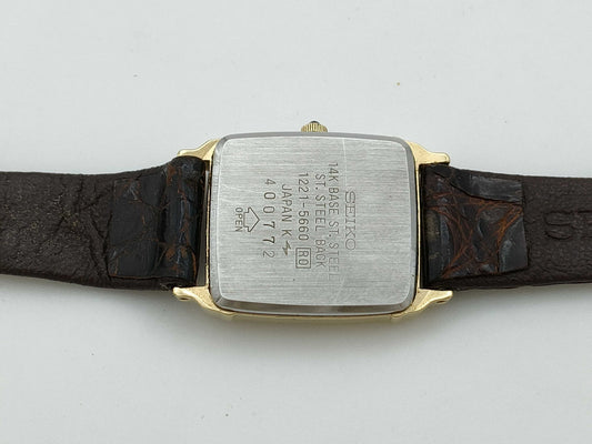 SEIKO 1221-5660 400772 Quartz Gold Dial Immovable/No Guaranteed Operation Women's Watch